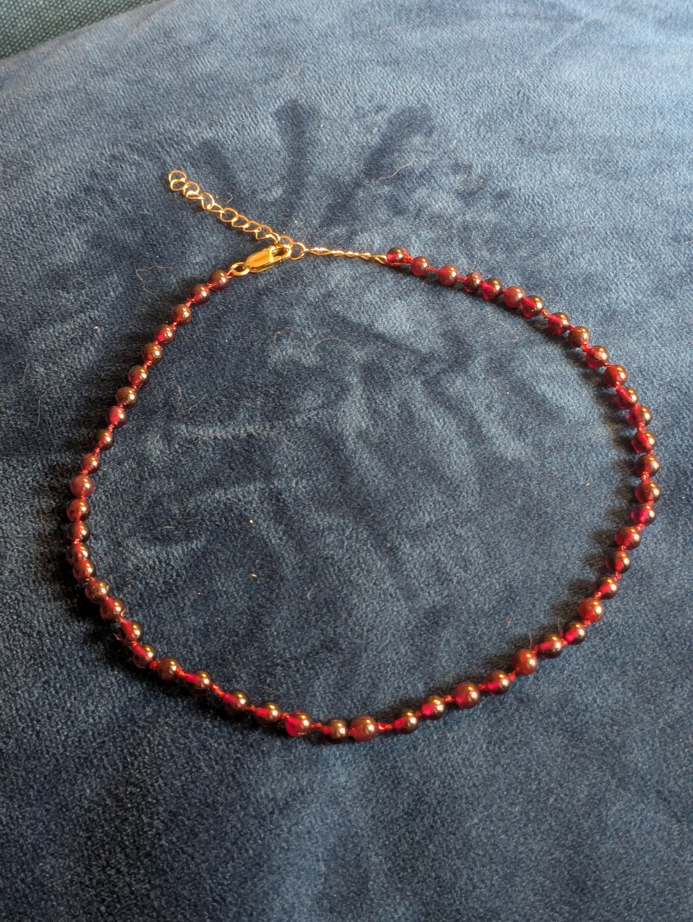 Hand Knotted Garnet Bead Choker Necklace